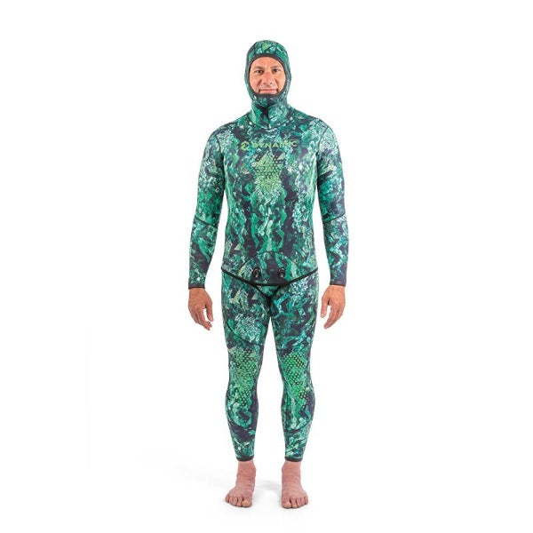 DYNAMIC NORD SFS-L2 FREE DIVE SUIT LYCRA HOODED JACKET + PANT CAMO/GREEN - 2 XL