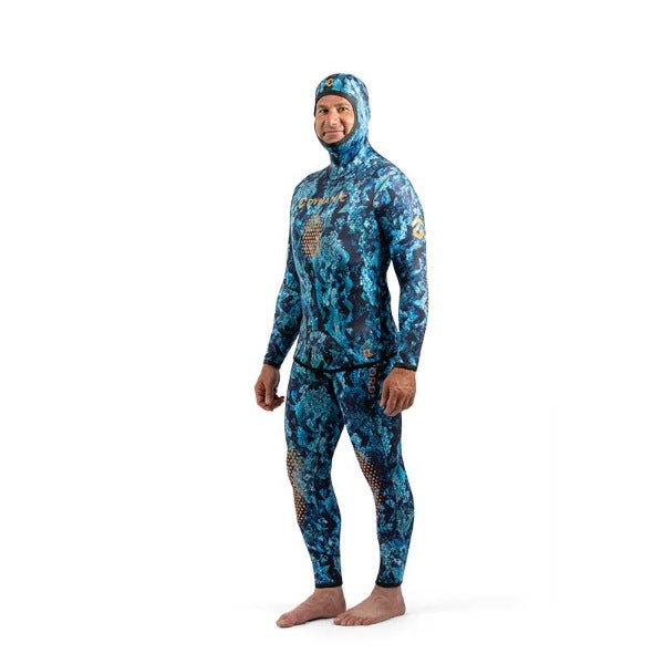 DYNAMIC NORD SFS-L2 FREE DIVE SUIT LYCRA HOODED JACKET + PANT CAMO/BLUE - L