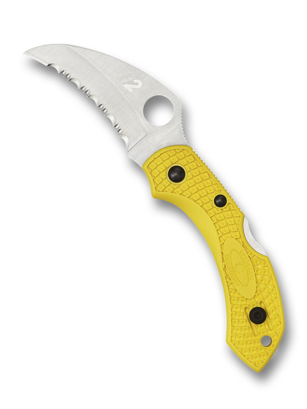 SPYDERCO DRAGONFLY 2 SALT YELLOW LIGHTWEIGHT HAWKBILL SPYDEREDGE