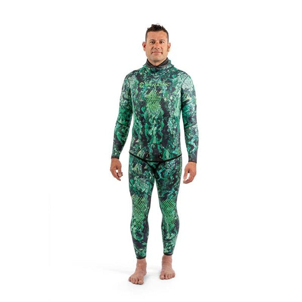 DYNAMIC NORD SFS-L2 FREE DIVE SUIT LYCRA HOODED JACKET + PANT CAMO/GREEN - S